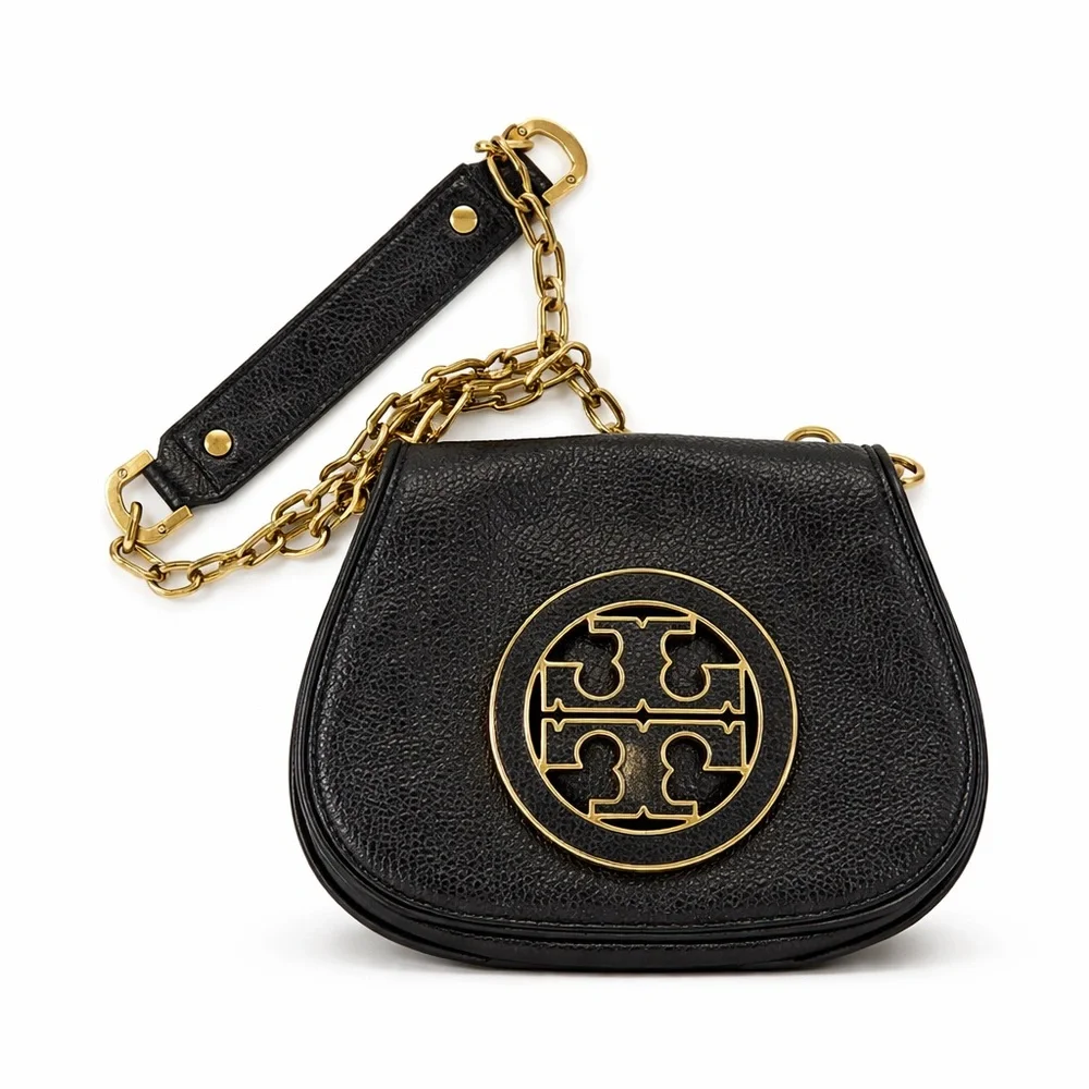 Tory Burch Snakeskin Crossbody - Black